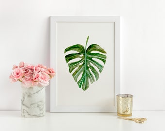 Monstera Print - Tropical Leaf Print - Monstera Leaf Print - Monstera Watercolor Painting - Plant Art - Plant Poster - Botanical Gift