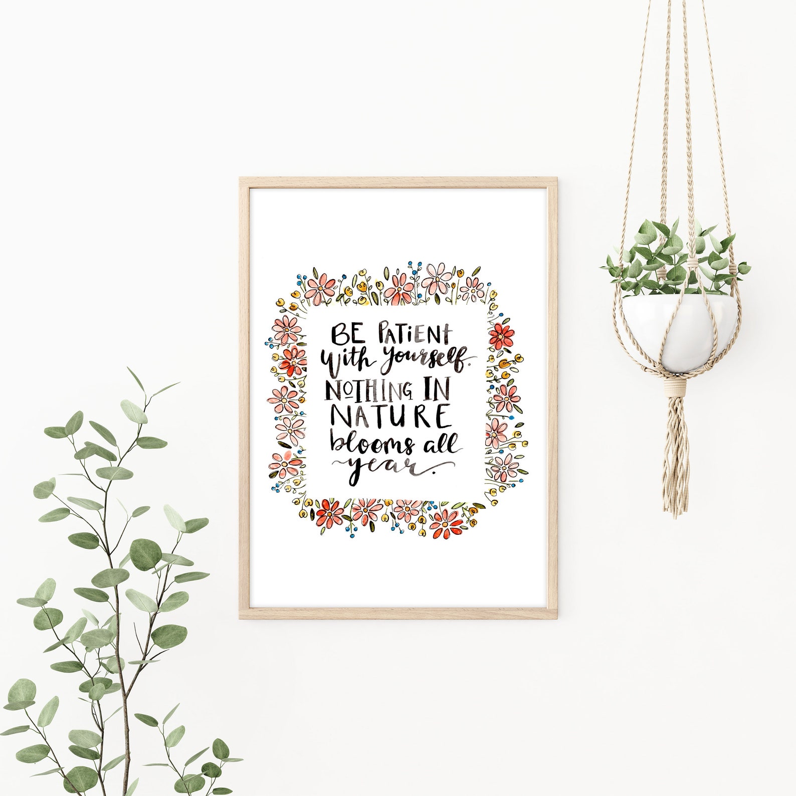 Motivational Watercolor Art Print: Floral Hand Lettered Quote - Etsy