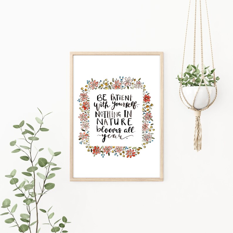 Motivational Watercolor Art Print: Floral Hand Lettered Quote - Etsy