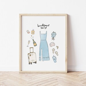Personalized Bridesmaid Print Gift, Bridesmaid Gift, Bridal Party Gift, Bridesmaid Proposal, Bridesmaid Dress Drawing, Custom Wedding Gift