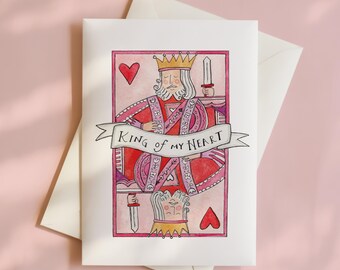 König meines Herzens Karte | Skurriles Spielkarten-Design, Valentinstagsgruß für Ehemann