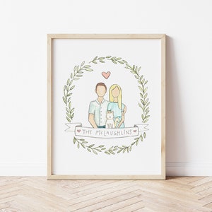 Retrato familiar personalizado / Dibujo familiar personalizado / Dibujo familiar abstracto dibujado a mano / Ilustración familiar minimalista / Regalo de aniversario