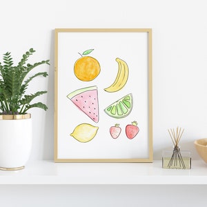 Fruit Watercolor Print Modern Fruit Art Fruit Wall Art Citrus Print Summer Fruit image 5