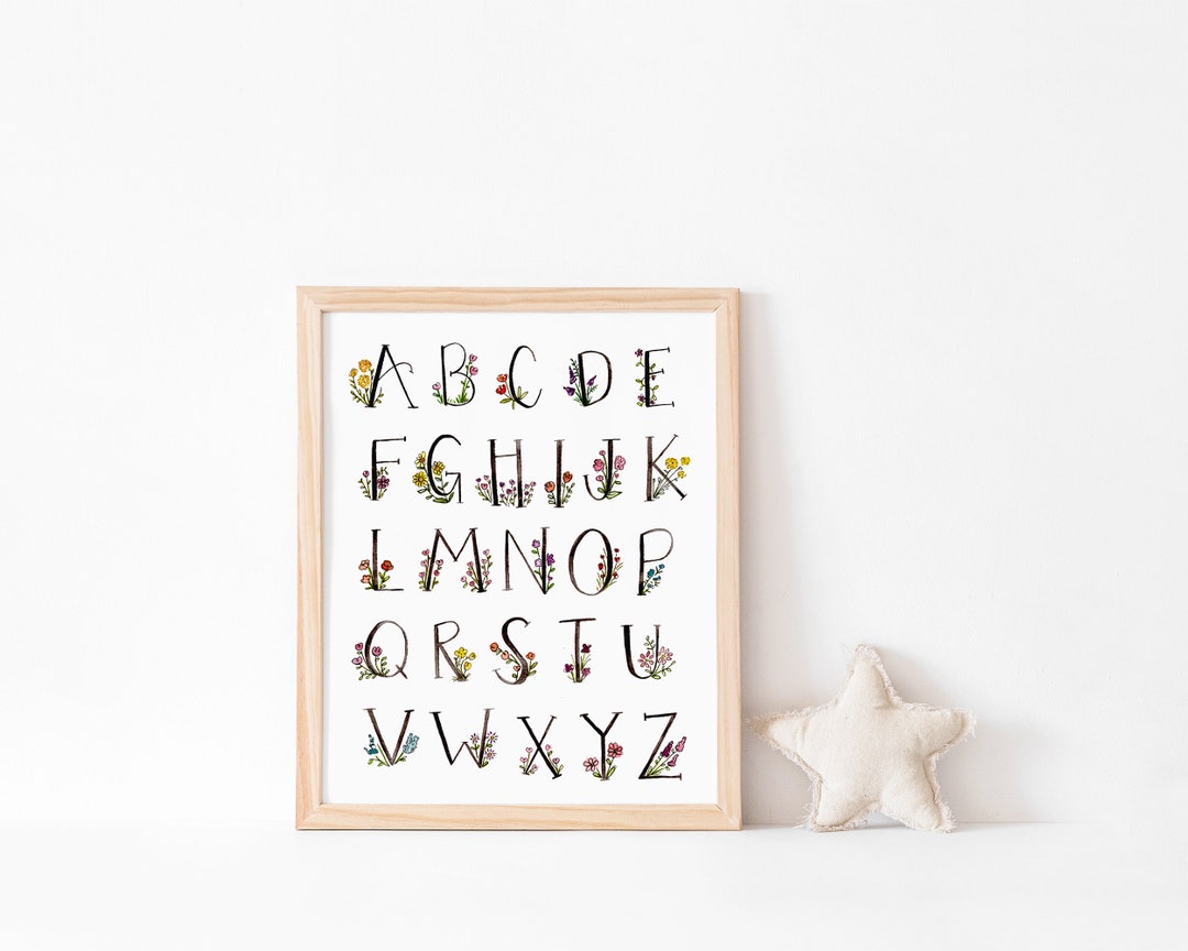 Floral Alphabet Watercolor Print: Nursery Wall Art - Etsy