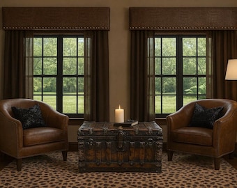Valance, Cornice Boards, 45”-available in more sizes, Faux Leather Window Treatment