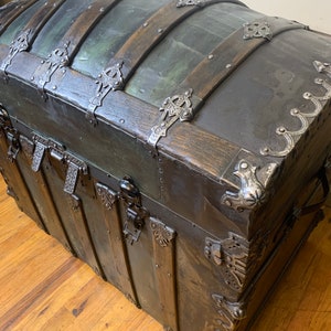 Antique Steamer Trunk, Vintage Chest Trunk, Antique Chest, Antique Trunk, Steamer Trunks, Retirement Gift, Anniversary Gift, Heirloom Gift