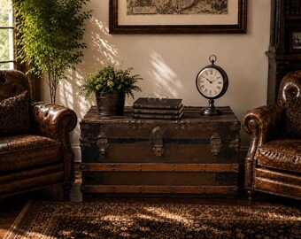 Antique Steamer Trunk, Vintage Trunk, Antique Travel Chest Trunk, Storage Chest, Coffee Table Trunk, Housewarming Gift, Vintage Trunk Chest