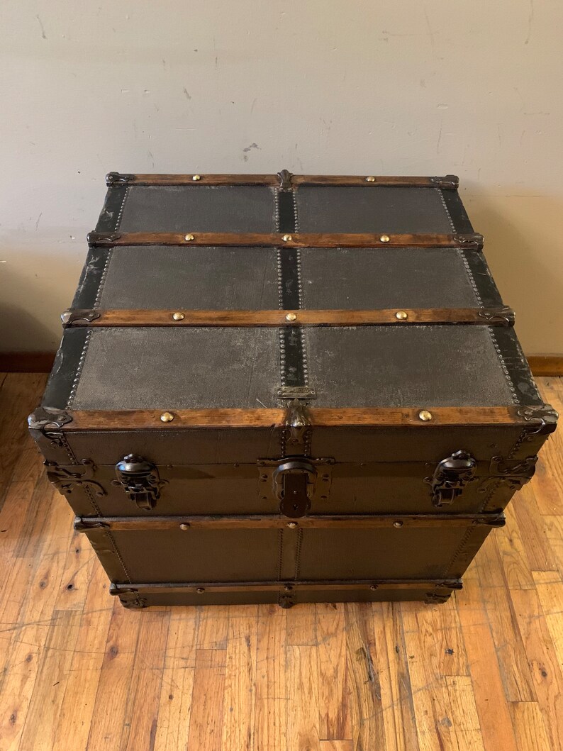 Flat Top Steamer Trunk RARE Etsy