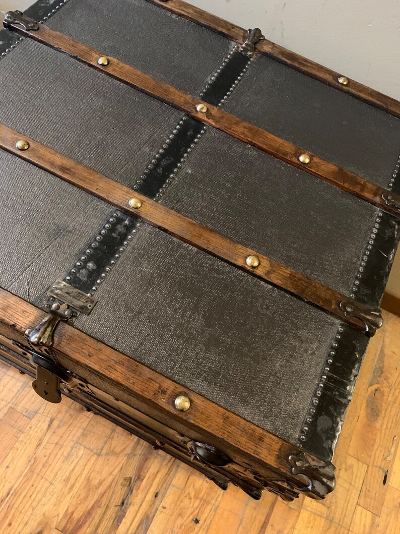 Flat Top Steamer Trunk RARE Etsy