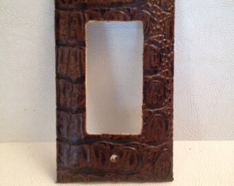 Switch Plate or Outlet Cover-Modern Rocker Style, Crocodile, Black and Brown