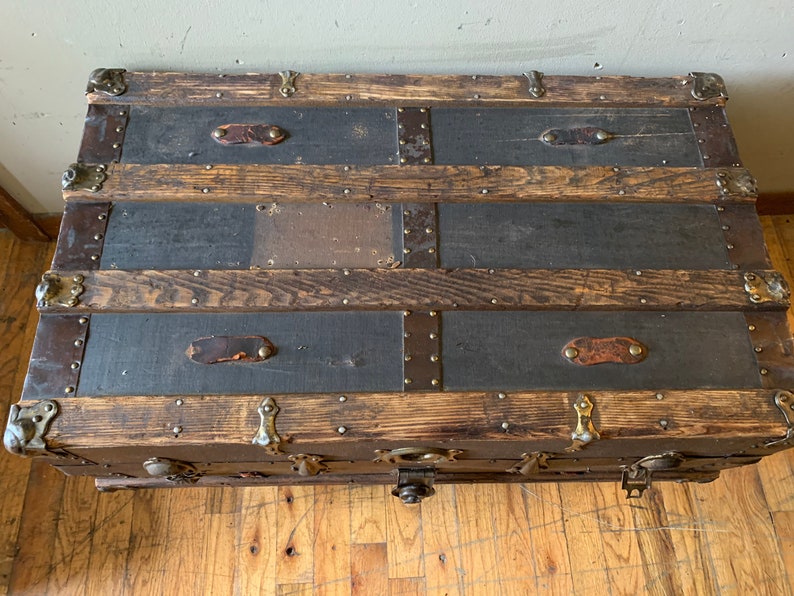 Steamer Trunk Coffee Table on Steel Wheels Etsy