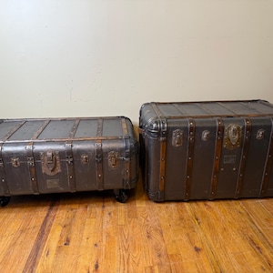 Antique Steamer Trunk, Antique Chest, Indestructo Trunk, Coffee Table Trunk,End Table Trunk, Table Trunk, Vintage Trunk, Antique Trunk Pair