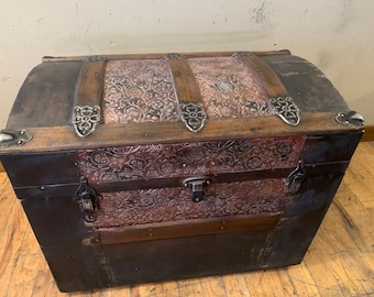 Antique Steamer Trunk Vintage Chest