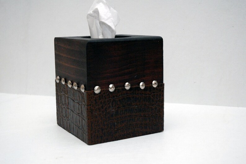 Kleenex box Tissue Box Holder Wood & Crocodile W/Studs Now Etsy