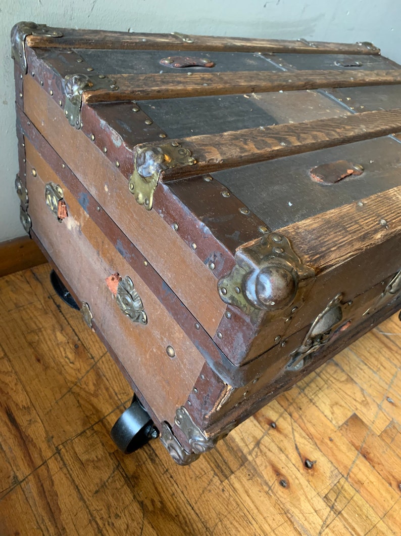 Steamer Trunk Coffee Table on Steel Wheels Etsy