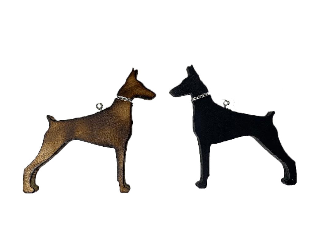 Wood Doberman Pinscher Tree Ornament  for Holiday Collectible & Gifts