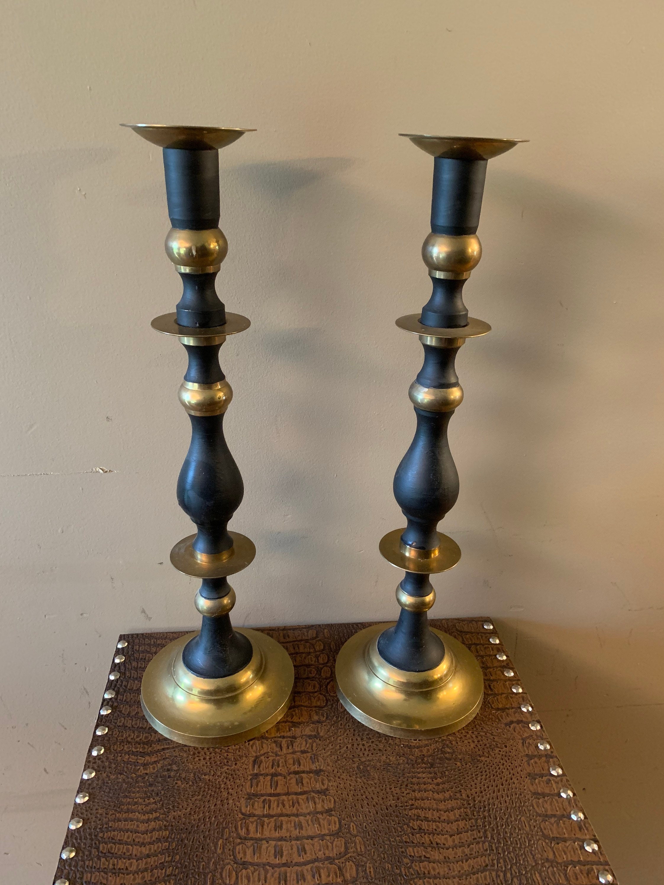 Candle Holder Pair Tall Metal Candle Holders, Vintage Candle Holders ...