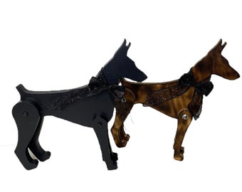Doberman Pinscher Reindeer, Doberman Pinscher Statue, Wood Reindeer Dog, Doberman Dog, Canine Reindeer, Vintage Wood Toy Doberman Dog