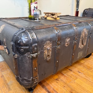 Steamer Trunk, Travel Chest, Indestructo Trunk, Coffee Trunk Table, Antique Chest, Table Trunk, Vintage Trunk, Antique Trunk Chest Table