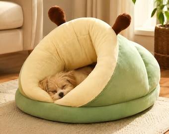 Cozy Igloo Pet Bed, Plush Cave Nest for Small Dogs Cats, Soft Puppy House
