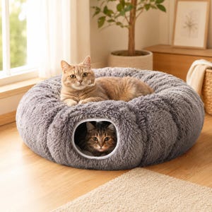 Cloud Print katttunnelsäng och lekmatta, mysig kattungehålkudde