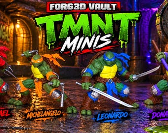 TMNT Minis 3D Printed Teenage Mutant Ninja Turtles Mini Figures, Leonardo Raphael Donatello Michelangelo Collectible Figurine Set