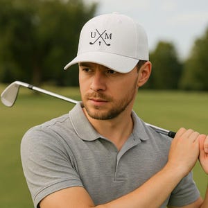 Personalized Golf Cap, Custom Embroidered Initials Golfer Hat, Golf Stick with Ball Marker Hat, Golf Hat for Men, Gift for Golf Lovers