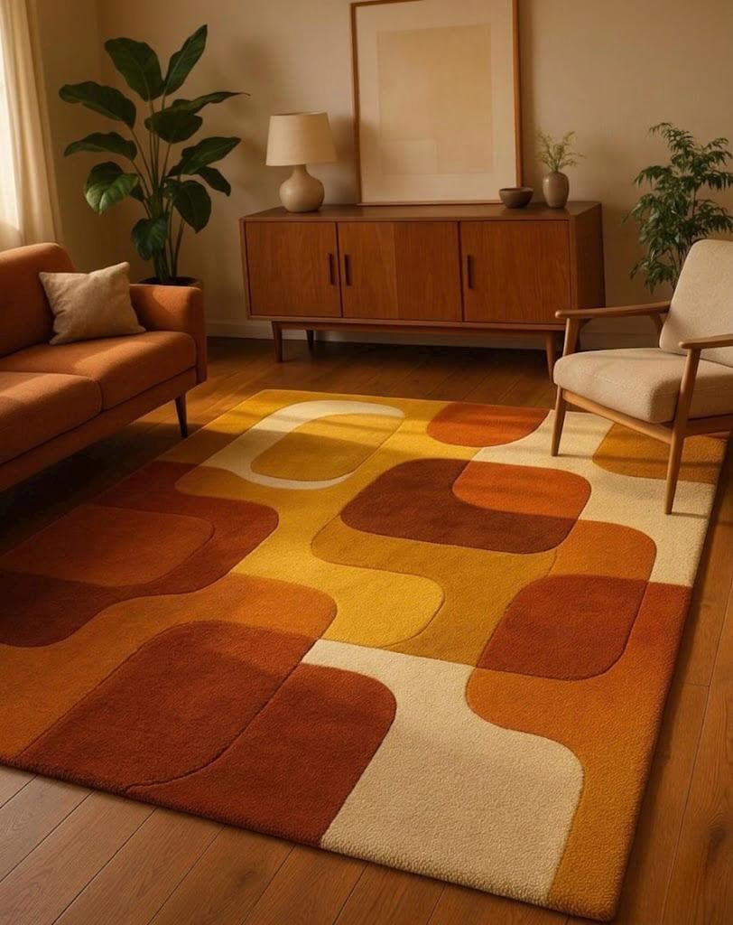 Vintage 手織り ポストモダン ミッドセンチュリー 北欧 大判 ウールラグ 70年代風のラグ - Etsy 日本