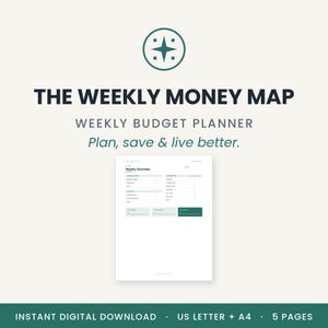 The Weekly Money Map | Weekly Budget Planner Printable, Daily Spending Tracker, Bill & Savings Tracker, US Letter + A4, Instant Download image 1