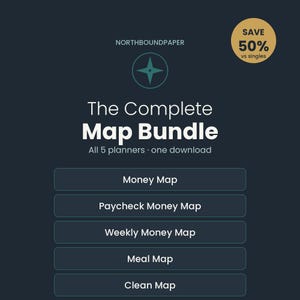 Budget Planner Bundle, The Money Meal & Clean Maps, 5 Printables Set, Paycheck + Weekly Budget, Meal Plan, Cleaning, A4 + US Letter