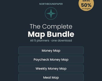 Budget Planner Bundle, The Money Meal & Clean Maps, 5 Printables Set, Paycheck + Weekly Budget, Meal Plan, Cleaning, A4 + US Letter