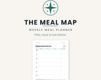 Weekly Meal Planner Printable | Meal Map Menu Planner with Grocery List | Pantry & Leftovers Tracker | A4 + US Letter Instant Download