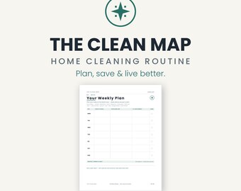 Cleaning Schedule Printable | Clean Map House Cleaning Checklist | Room-by-Room Routine Planner | A4 + US Letter Instant Download