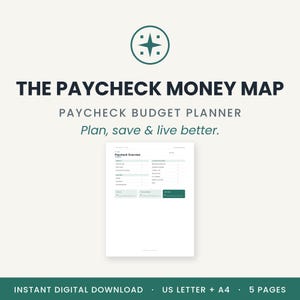 The Paycheck Money Map | Paycheck Budget Planner Printable, Budget by Paycheck, Biweekly Budget, Bill Tracker, US Letter + A4, Download