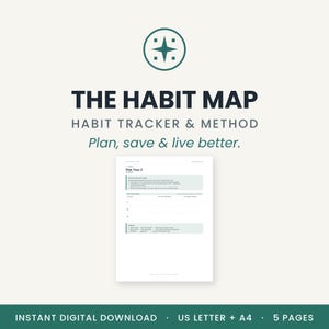 Habit Tracker Printable, The Habit Map | Monthly Tracker & Habit Stacking Method, Never Miss Twice, US Letter + A4