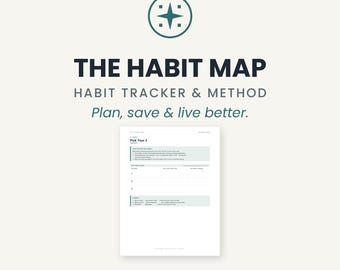 Habit Tracker Printable, The Habit Map | Monthly Tracker & Habit Stacking Method, Never Miss Twice, US Letter + A4