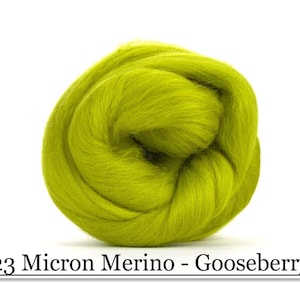 Gooseberry Merino Wool Top - 23 Mic 64&#39;s -  Needle Felting - Spinning - Wet Felting - Nuno Felting - Wet Felting