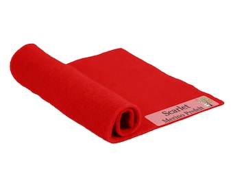 Scarlet Prefelt made of 100% merino wool that's great for needle felting and wet felting. Available in multiple sizes and colors