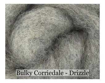 Drizzle - Shades of Grey - Corriedale Wool - Bulky Roving - Needle Felting - Wet Felting - Spinning - 16 ounce size