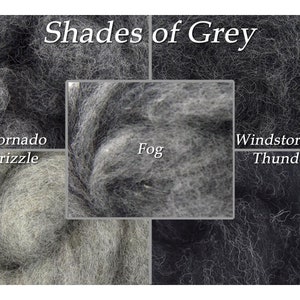 Shades of Grey - The Entire Collection - Corriedale Wool - Bulky Roving - Needle Felting - Wet Felting - Spinning