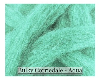 Aqua - Corriedale Wool Sliver -  Needle Felting - Spinning - Wet Felting - Nuno Felting - Wet Felting