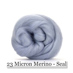 Seal Merino Wool Top - 23 Mic 64&#39;s -  Needle Felting - Spinning - Wet Felting - Nuno Felting - Wet Felting