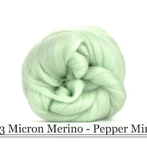Peppermint Merino Wool Top - 23 Mic 64&#39;s -  Needle Felting - Spinning - Wet Felting - Nuno Felting - Wet Felting