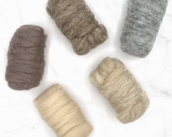 Muted Tones Collection - Corriedale Wool Roving - Needle Felting - Wet Felting - Spinning