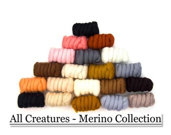 All Creatures - Merino Wool Collection - 10 Colors - Needle Felting - Wet Felting - Spinning