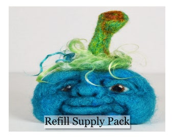 Needle Felting Face Pumpkin Refill Kit - Blue