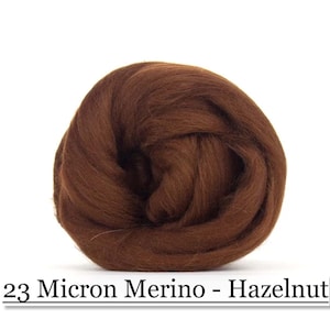 Hazelnut Merino Wool Top - 23 Mic 64&#39;s -  Needle Felting - Spinning - Wet Felting - Nuno Felting - Wet Felting
