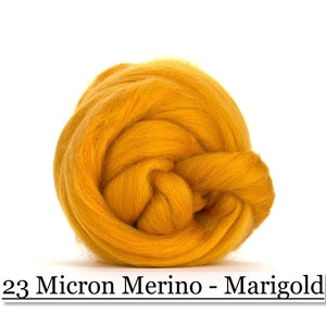 Marigold Merino Wool Top - 23 Mic 64&#39;s -  Needle Felting - Spinning - Wet Felting - Nuno Felting - Wet Felting