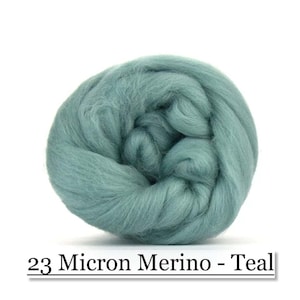 Teal Merino Wool Top - 23 Mic 64&#39;s -  Needle Felting - Spinning - Wet Felting - Nuno Felting - Wet Felting
