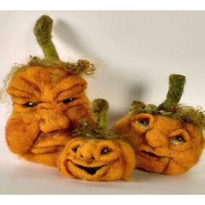 Needle Felting Face Pumpkin Kit - Orange - Great for Beginners - Great Holiday Gift